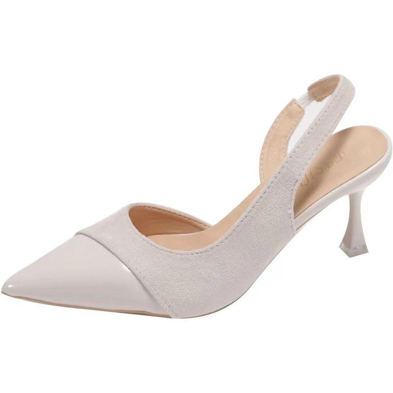 Women's Shoes 2025 Summer New Buckle Strap Pointed Toe Stiletto Women's Sandals Elegant Solid Dress Sandals Women