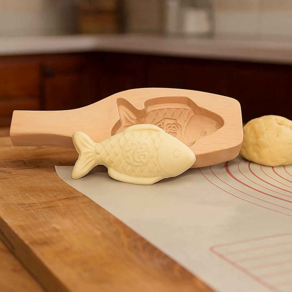 Manual Wood Baozi Mold 3D Mooncake Molds Mung Bean Cake Mold Steamed Stuffed Bun Tool Kitchen