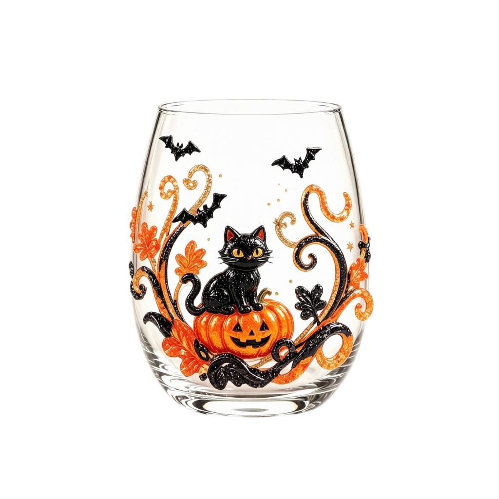 Halloween Printed Glass Tumblers with and Pumpkin Design, 15 oz