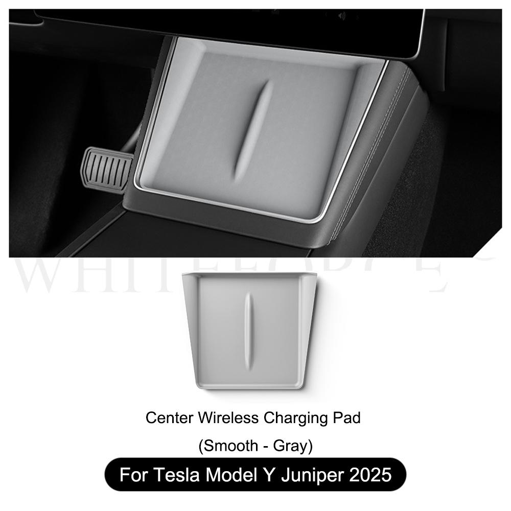 For Tesla Model Y 2025 Juniper Wireless Charge Pad Center Console Organizer Charge Station Mats Silicone Protector Anti-skid Pad