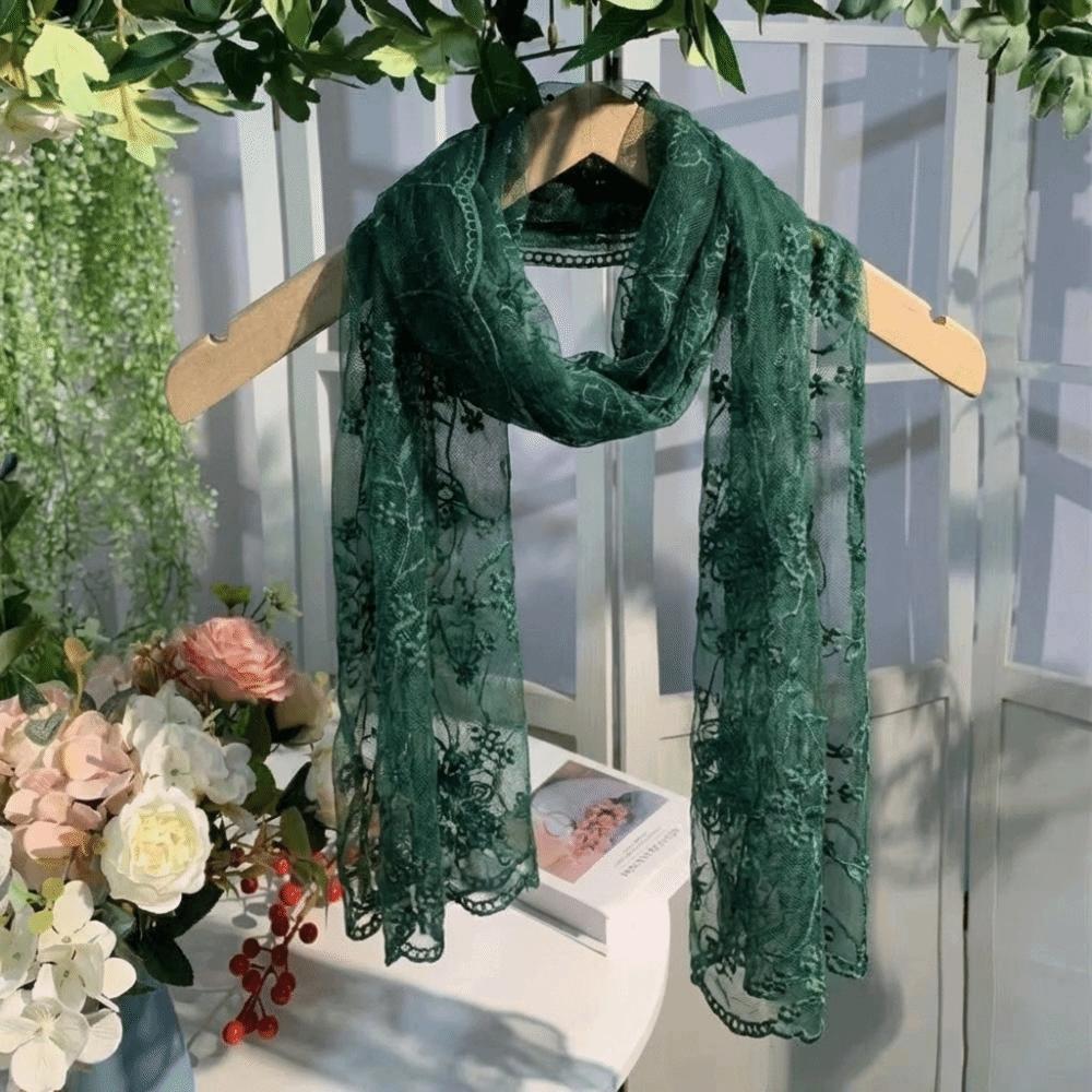 Flower Pattern Retro Scarf Elegant Embroidered Flower Scarf New Lace Scarf  Casual Wear