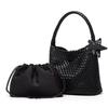 Qiangqiang Champagne Color Handmade Woven Tote: Large Capacity, Lightweight Luxury, Handheld or Shoulder, Mother-Child Bucket Design.