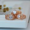 Luxus Rose Gold Farbe Blume Ring Zirkon Intarsien Zubehör Weibliche Verlobung, Hochzeit Schmuck Ring Für