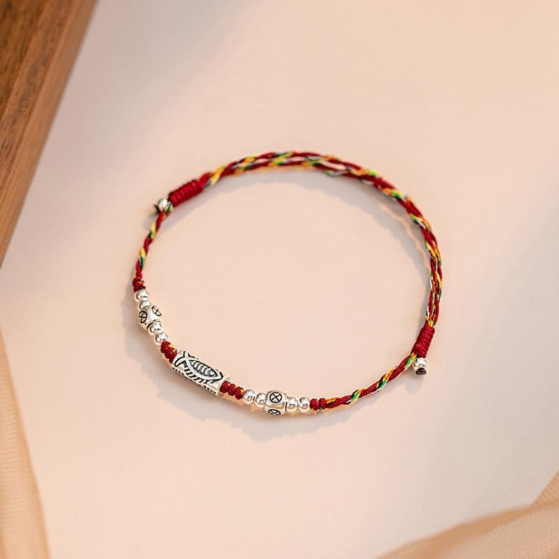 Handwoven Drawable Bracelet Minimalist Cotton Rope Handchain with Kois Fish Pendant Versatile Jewelry for All Occasion