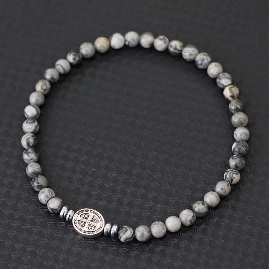 Trendy 4mm Kruis Armband Heren Dames Natuurlijke Tijgeroogsteen Turquoise Armband Handgemaakt Pauselijk Gebed Armband Mannelijke Manchet Sieraden