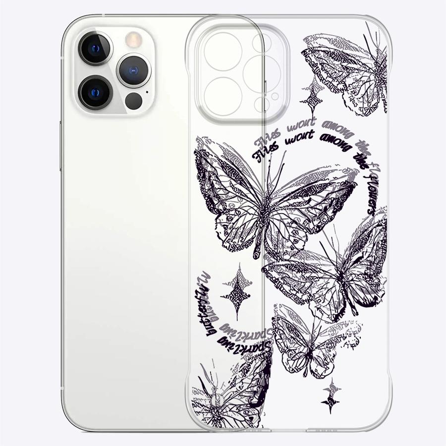 INS Retro Butterfly Phone Case for Apple iPhone 15 16 Pro Max 13 14 Plus 12 11 Pro plus Matte