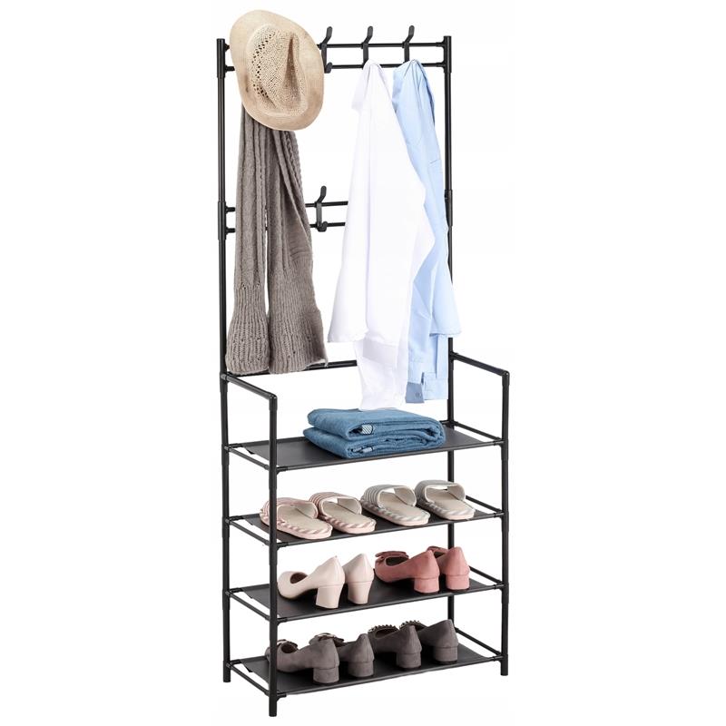 Hanger Stand Clothes Cabinet Standing Shoes Floor Metal Foldable