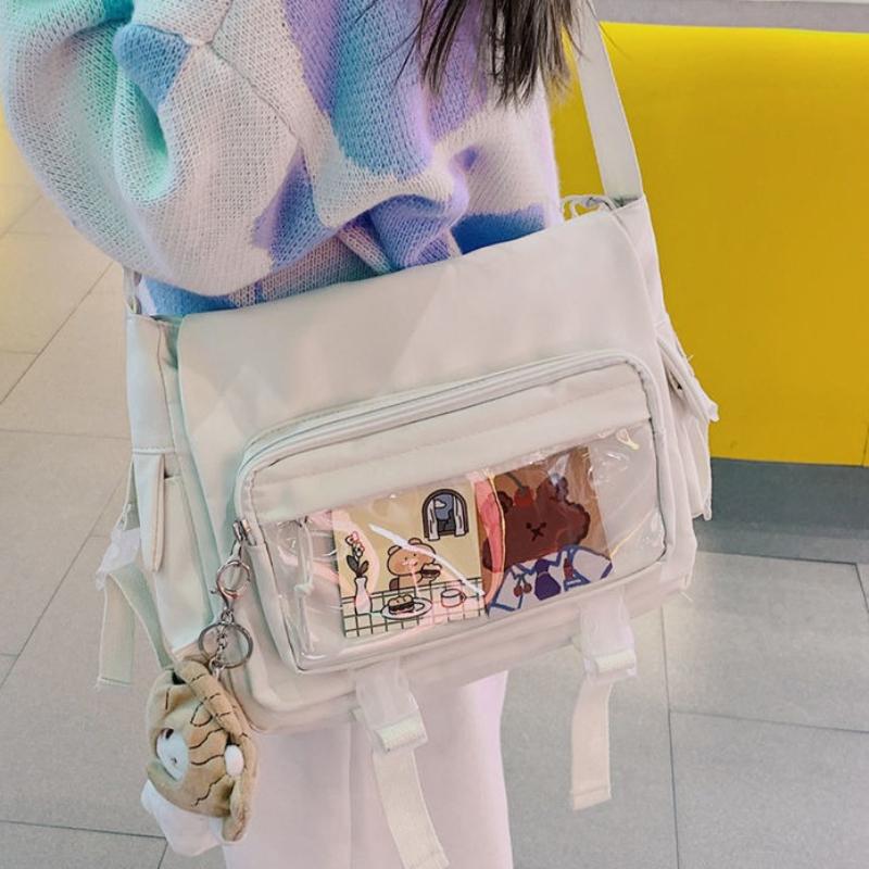 Large Capacity Crossbody Bag Student Attend Class Shoulder Bag Solid Color Versatile Messenger Bag Casual Daily Woman Tote Bag Adjustable Strap