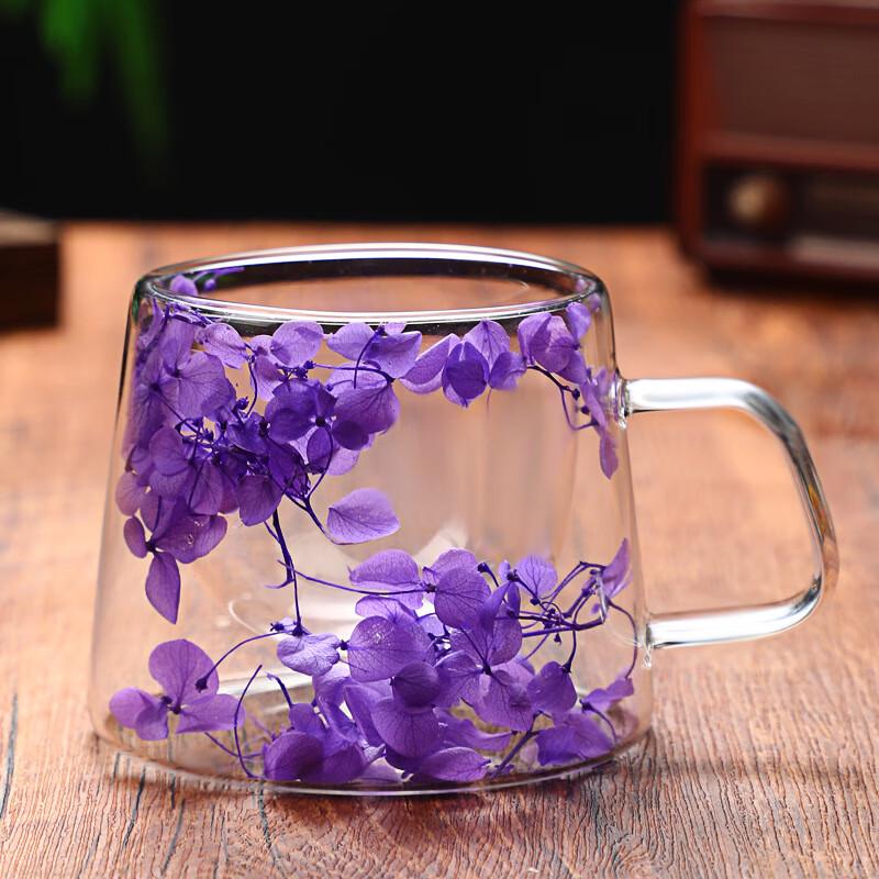 Charming Petal Quicksand Double-Layer Glass Cup