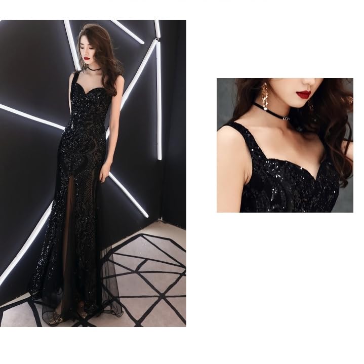 Mermaid Color Party Sequined [88flix] Dress, Black, Dress, Dress, After-Party, Wedding, Recital, Figure-Flatting, Formal, (M)