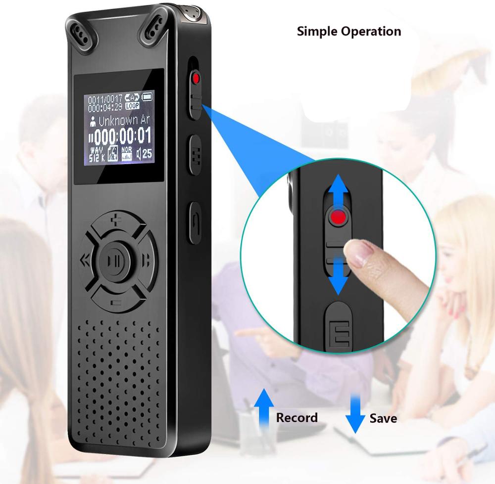 Digital Audio Voice Recorder 8gb 16gb Professional Portable Recorder Mp3 For Interview Business Support Up To 32g Tf Card V91