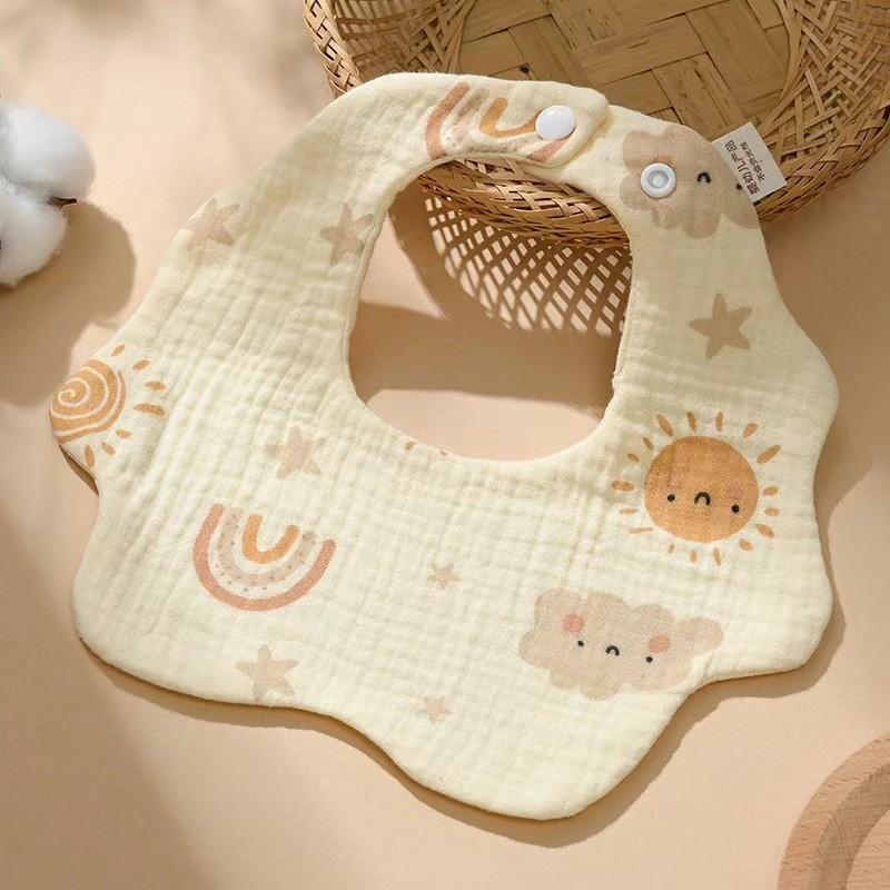 Baby saliva towel, pure cotton four-layer newborn bib, anti-spitting milk triangle towel, spring and summer thin baby petal bib