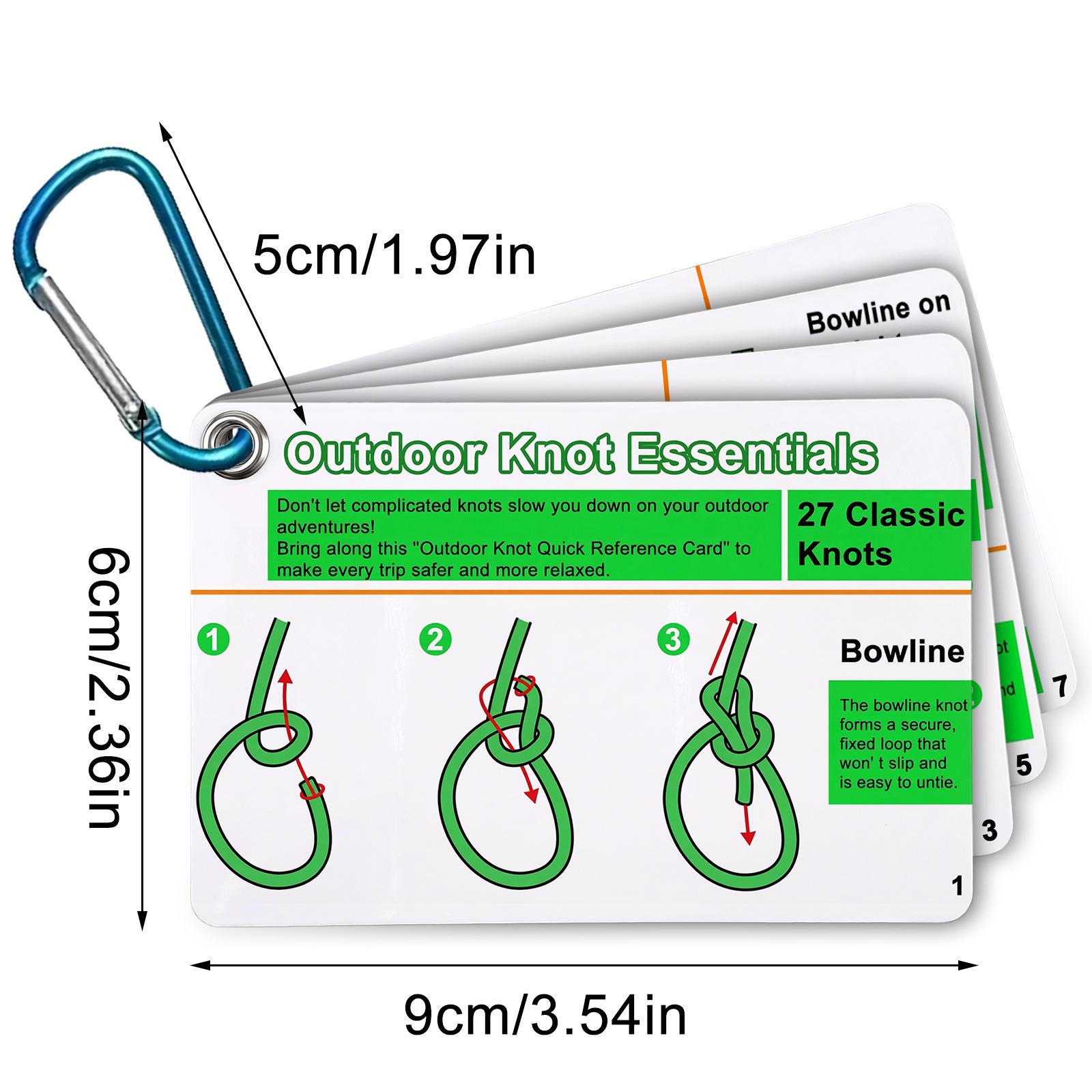 

Outdoor Survival Knot Quick Reference Card, Camping & Hiking Essential Knot Guide
