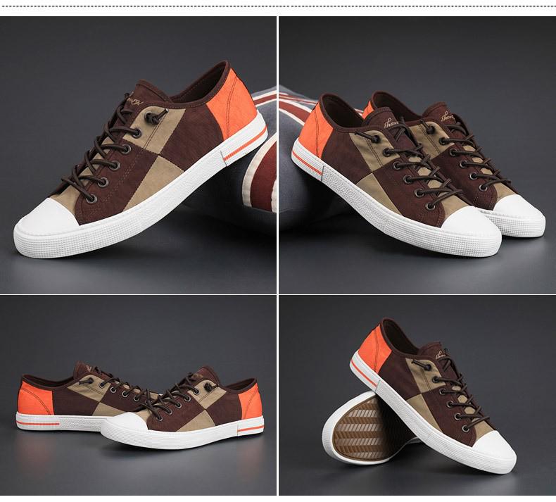 Men's Spring Canvas Shoes: Breathable, Casual, Versatile Low-Top Skate Shoes with Elastic Band.