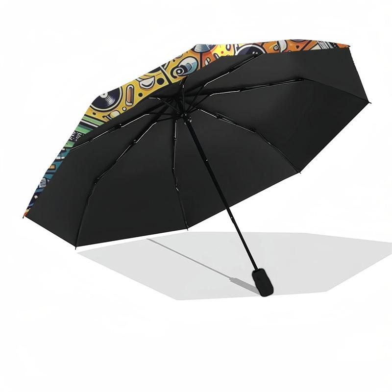 1pc Music-themed Auto-opening Folding Umbrella with 8-Rib Iron Frame - Perfect for Fans, Travelers, Daily Use, and Festive Gifts!SS060