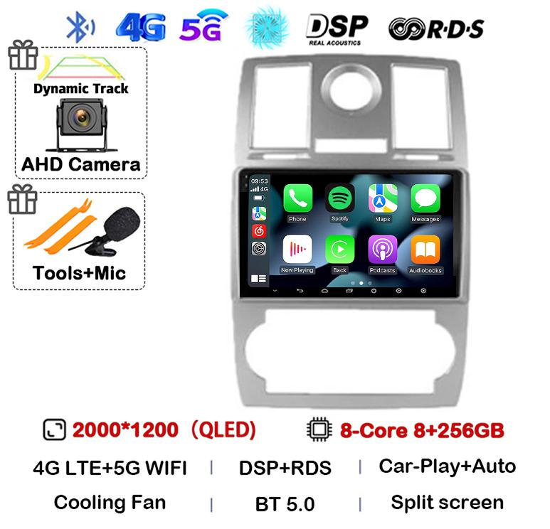 Android 14 Auto Carplay 4G+WIFI For Chrysler Aspen 300C 2004 2005 2006 2007 2008 Multimedia Video Player Car Radio GPS Stereo BT