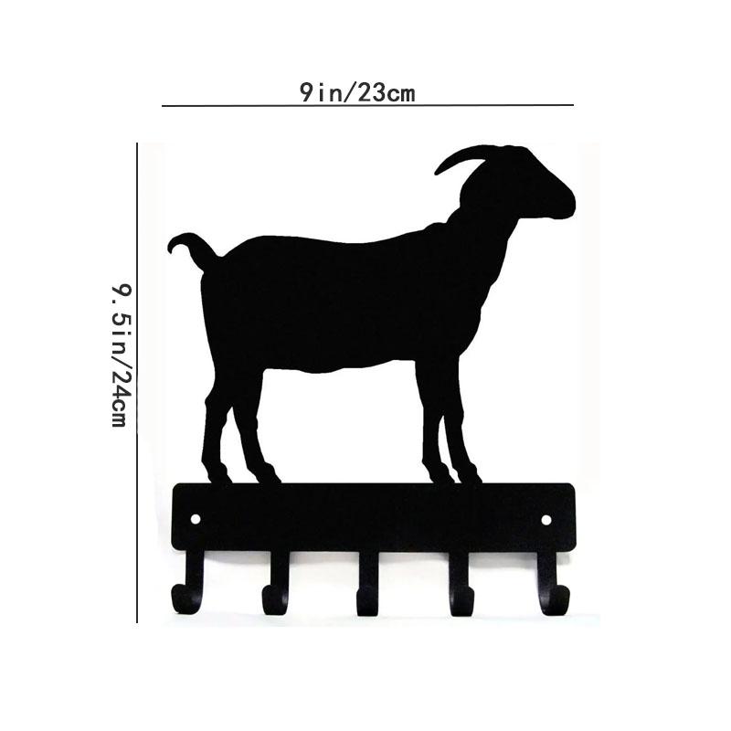 1pc Farm Horned Goat Key Rack - 9 Inch/6 Inch Wide Metal Wall Art Hook for Wall Iron Art Coat Hanger