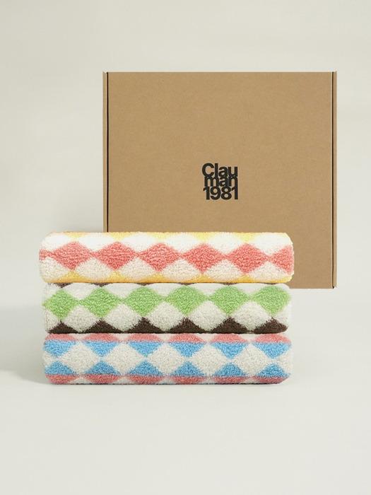 CLAUMAN 1981 Exclusive Edition Towel-Argyle 3P Argyle-Pink 3P