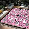 Pink Carpet Fashionable and Joyful Face Geometric Cartoon Printed Rug Machine Washable and Non Slip Decorative Living Room Mat