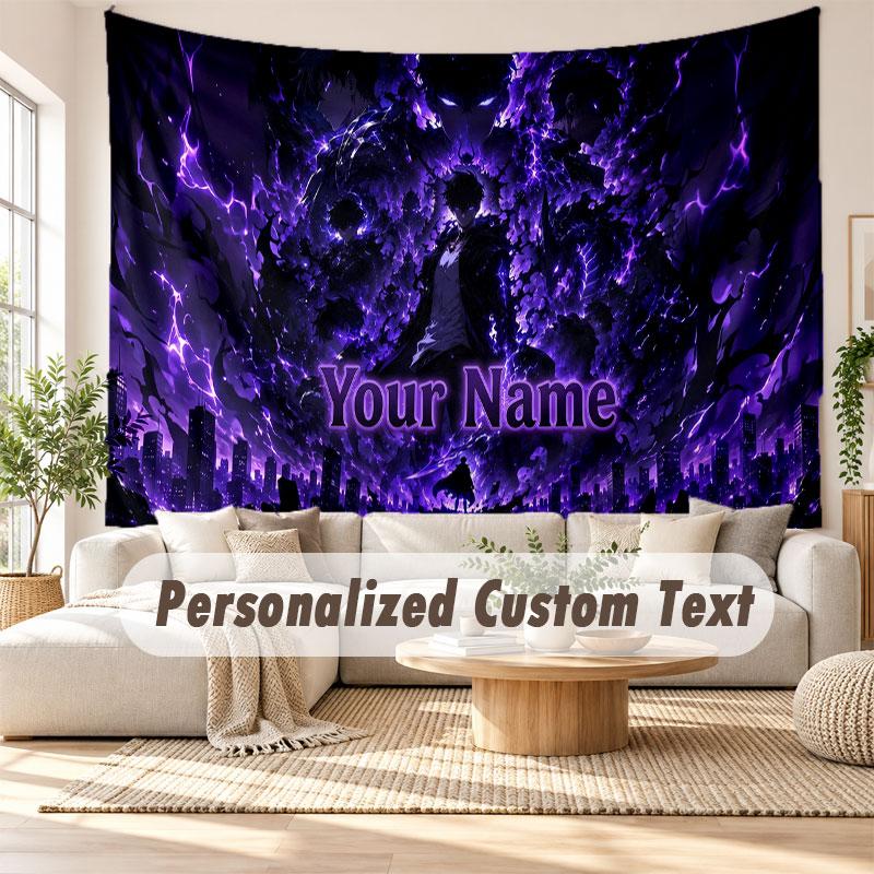 Custom Name Wall Hanging Tapestry,Solo Leveling Decorative Backdrop Tapestry For Dorm Home