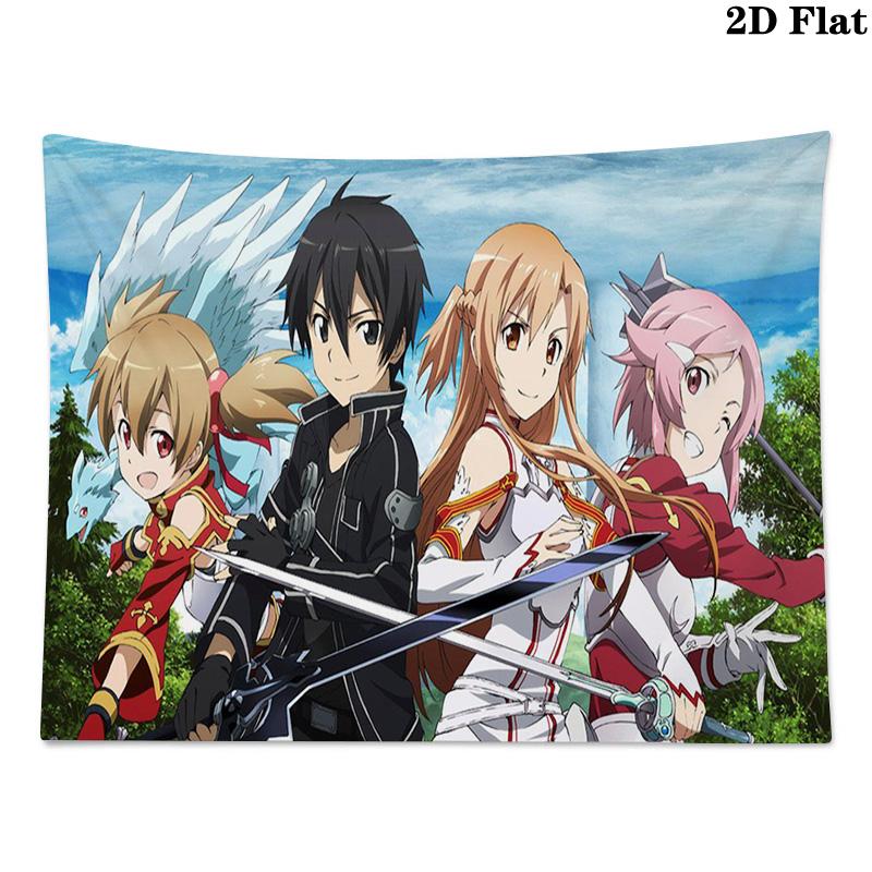 Sword Art Online Wall Tapestry Aesthetic Wall Hanging Printed Fabric Blanket Decorative Tapestries for Bedroom Living Room Home Decor