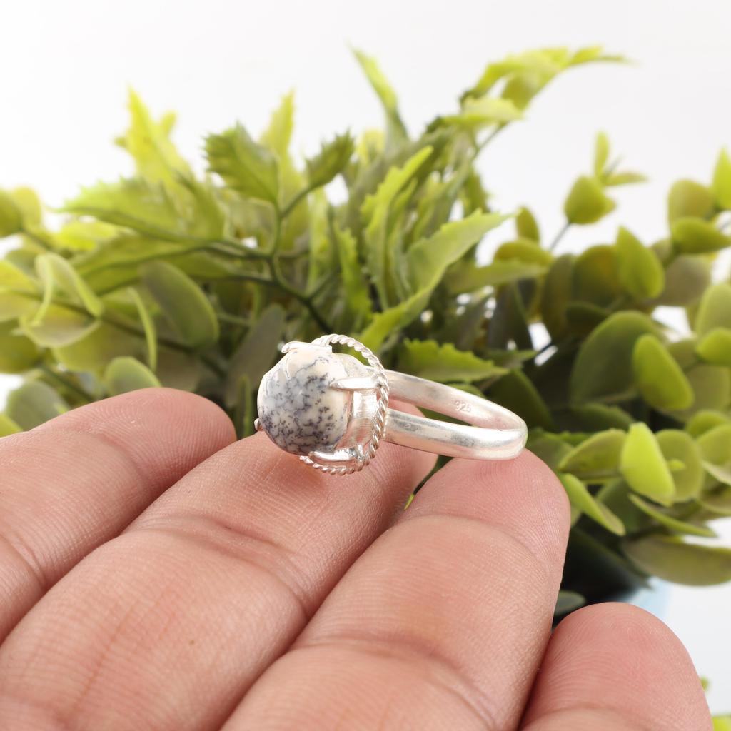 Dendrite Opal Gemstone Jewelry, 925 Sterling Silver Ring, Handmade Jewelry, Beautiful Silver Opal Jewelry For Thanksgiving Gift