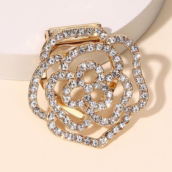 Brooch Pin Flower Twist Shape Sparkling Rhinestones Imitation Pearls Decor Scarf Buckle Sweaters Collars Hats Bags Coats Scarves Accessory