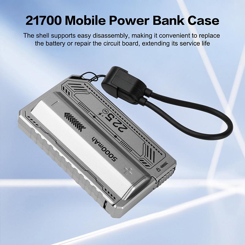 21700 Power Bank Case Pd 20W Fast Charging Detachable Diy Battery Case Built-In Cable Battery Box
