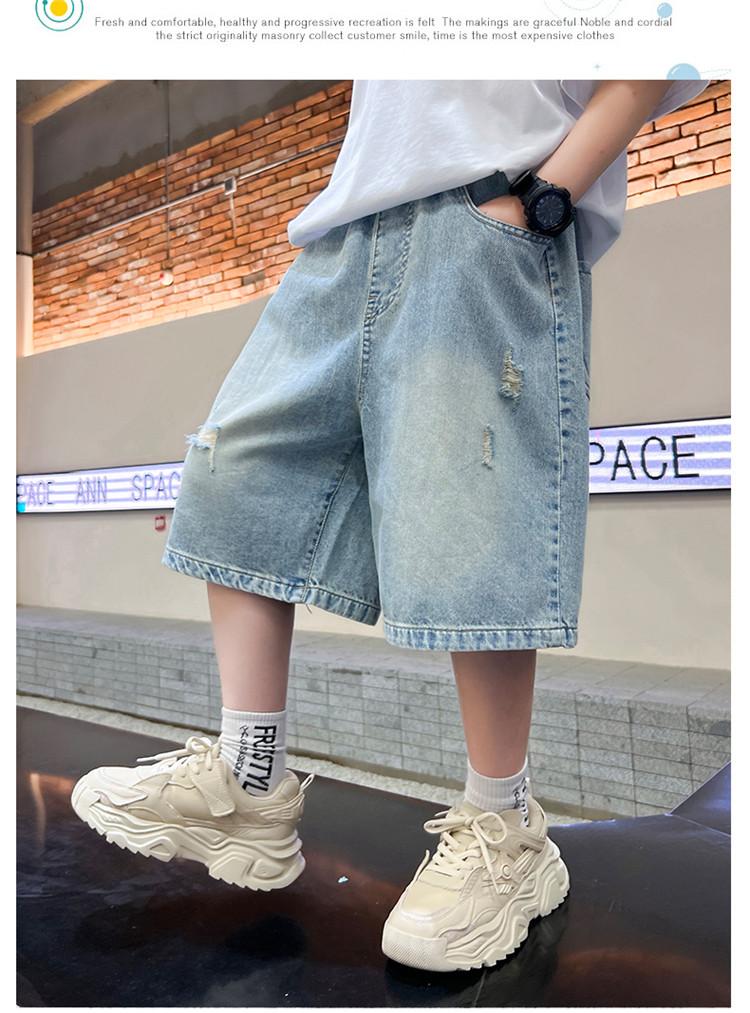 Boys' shorts summer clothes 2026 new item, mid size boys' summer denim cropped pants, boys' versatile pants