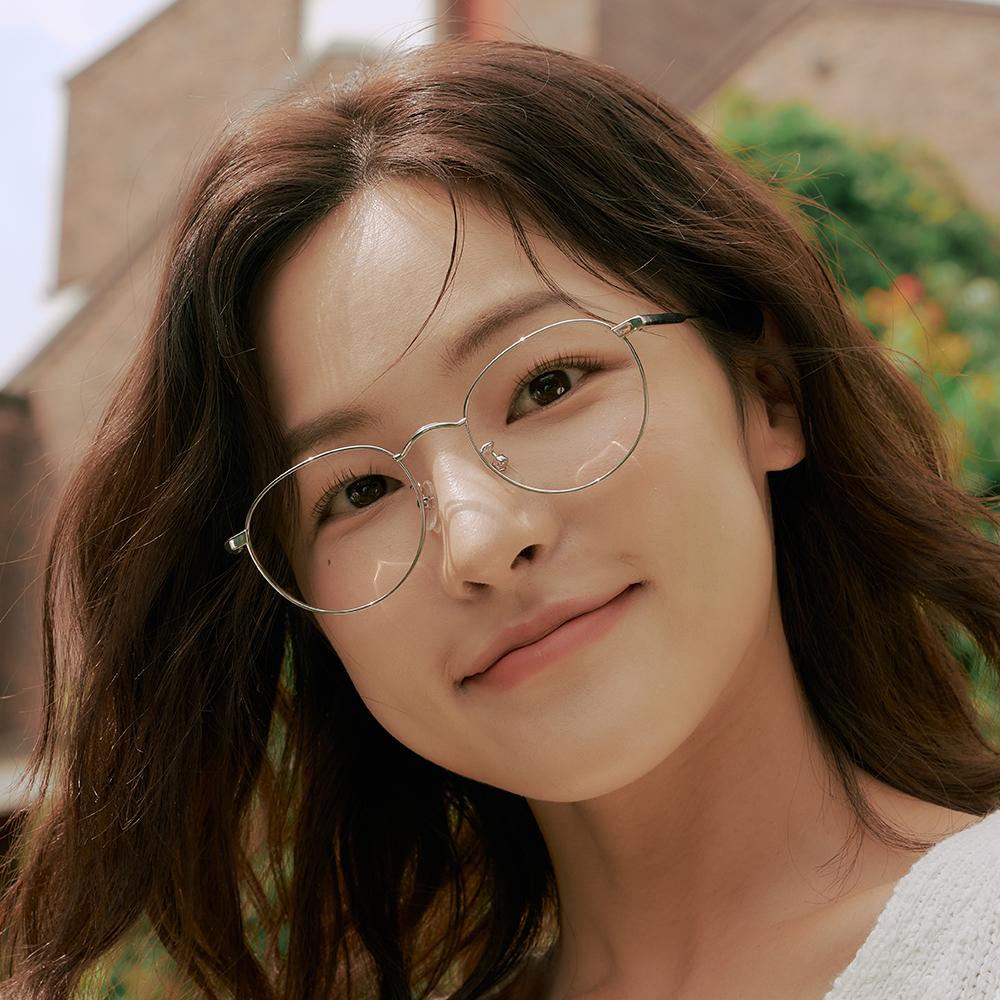 Alloaiweeo Al8401 11111G Titanium Silver Layered Bridge Eyeglass Frame Blue Light Lens Selection