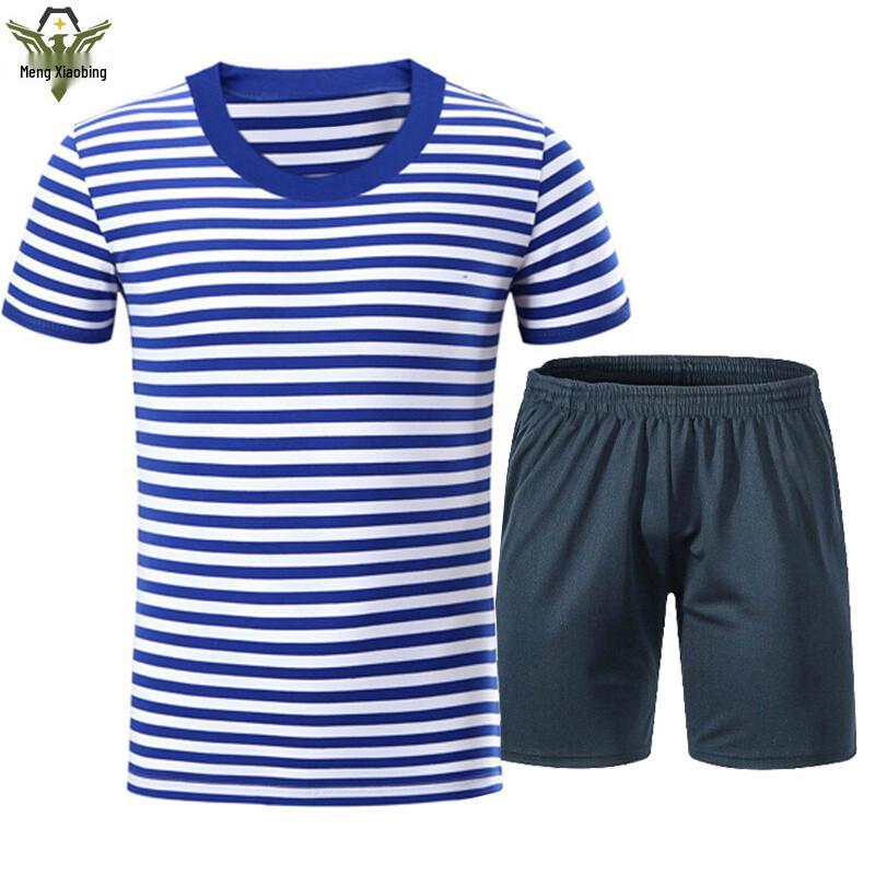 Men s Quick-Dry Sailor Stripe T-Shirt & Shorts Set 180-185/104-108