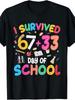Men' I Survived Days of School T-Shirt for Day of School Number 67, Funny Teacher Gift, Retro Round