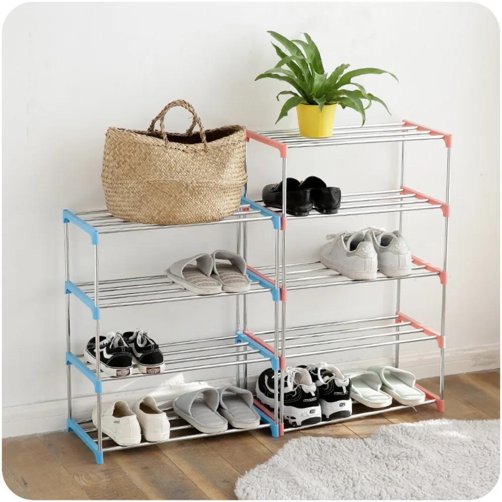 Metal Shoe Rack Multi Layered Space Saving Practical Moistureproof Small Multifunctional Household Use Indoor Frame Shoe Rack