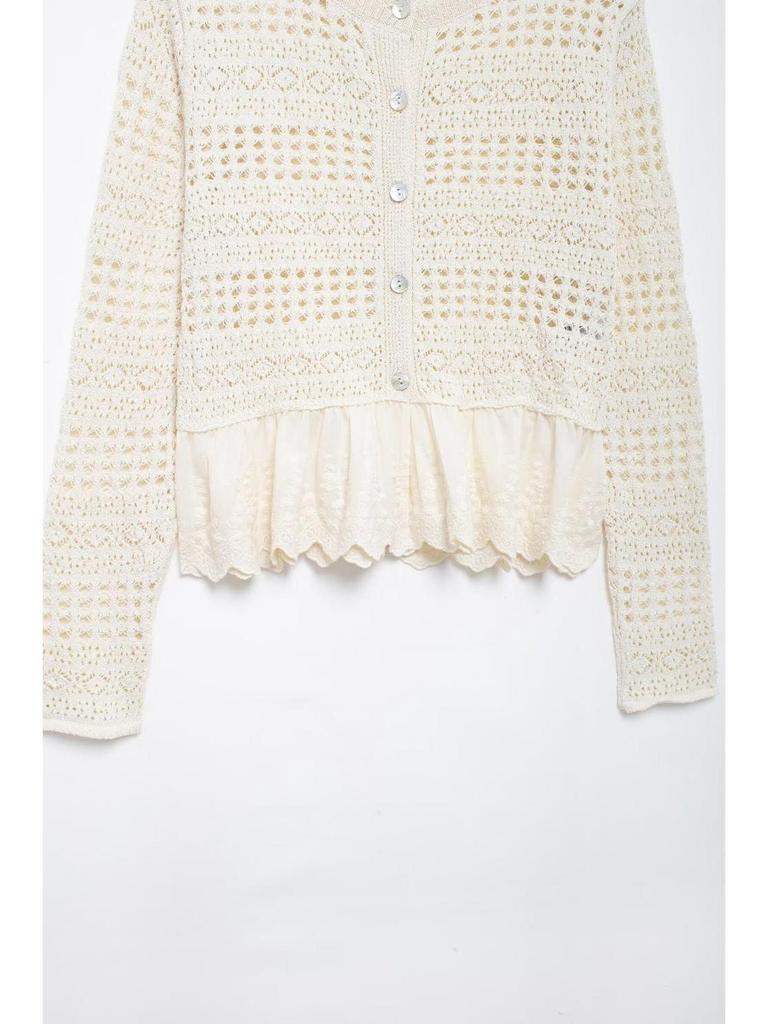 Autumn New Women's Fashion Mesh Jacquard Knit Cardigan