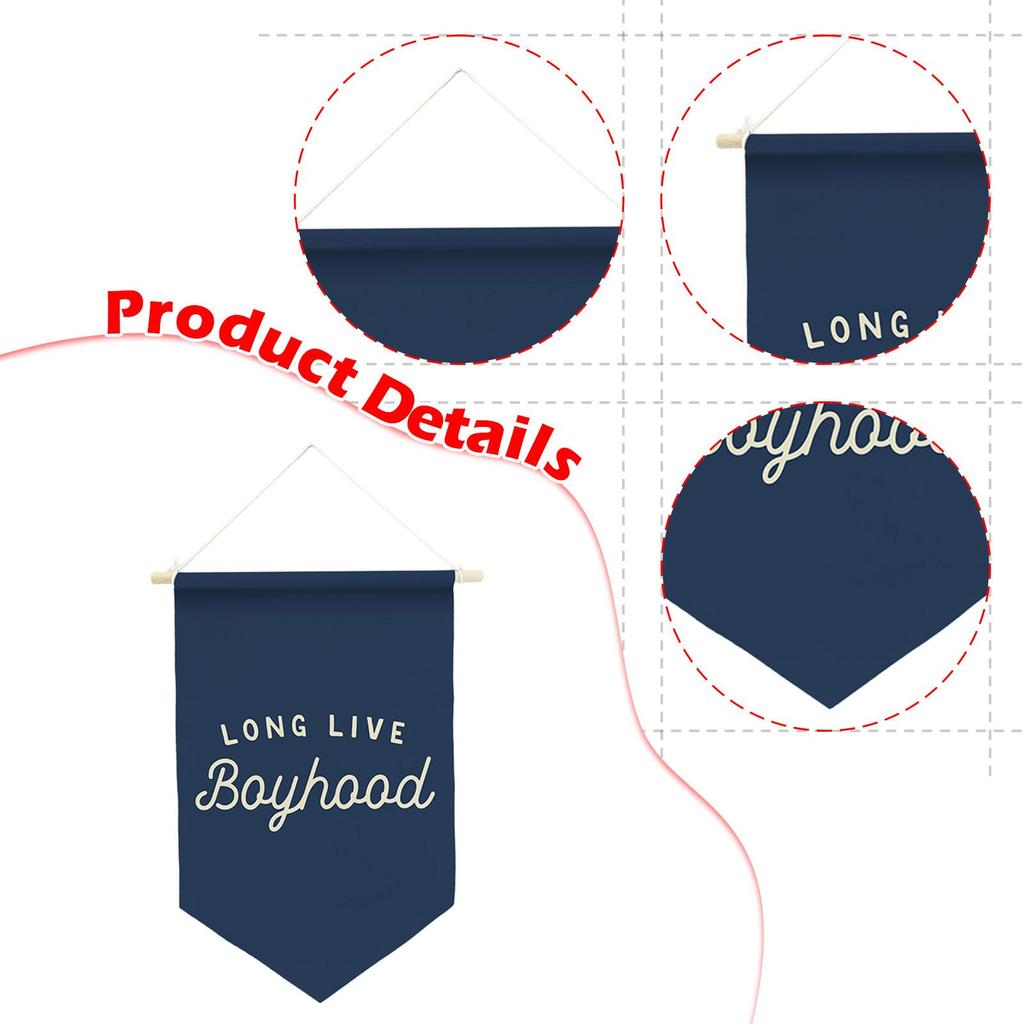 Long Live Boyhood Banner Hanging Ornament Unique Decorative Pennant Banner for Playroom Dorm Party Birthday Gifts Kids Room