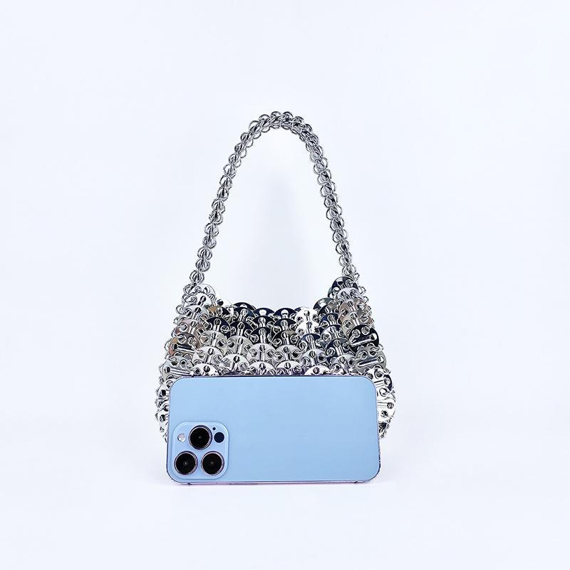 Handmade Woven Metallic Tote with Sequin Accents