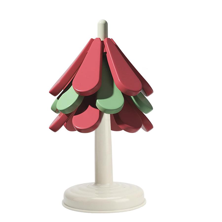 Silicone Coasters for Hot Dishes, Foldable Christmas Tree Shape Table Mat Set of 3 for Hot Pots and Pans, Heat Resistant Pads