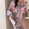 Spotted Leopard Print Pajama Set for Women Idyllic Style Long Sleeve Pant Female Lounge Autumn Winter Cartoon Sleepwear
