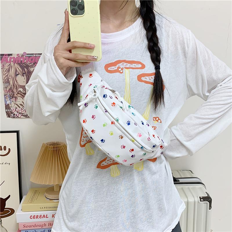 Lightweight Dot Print Chest Bag Student Waist Bag Women's Crossbody Bag
