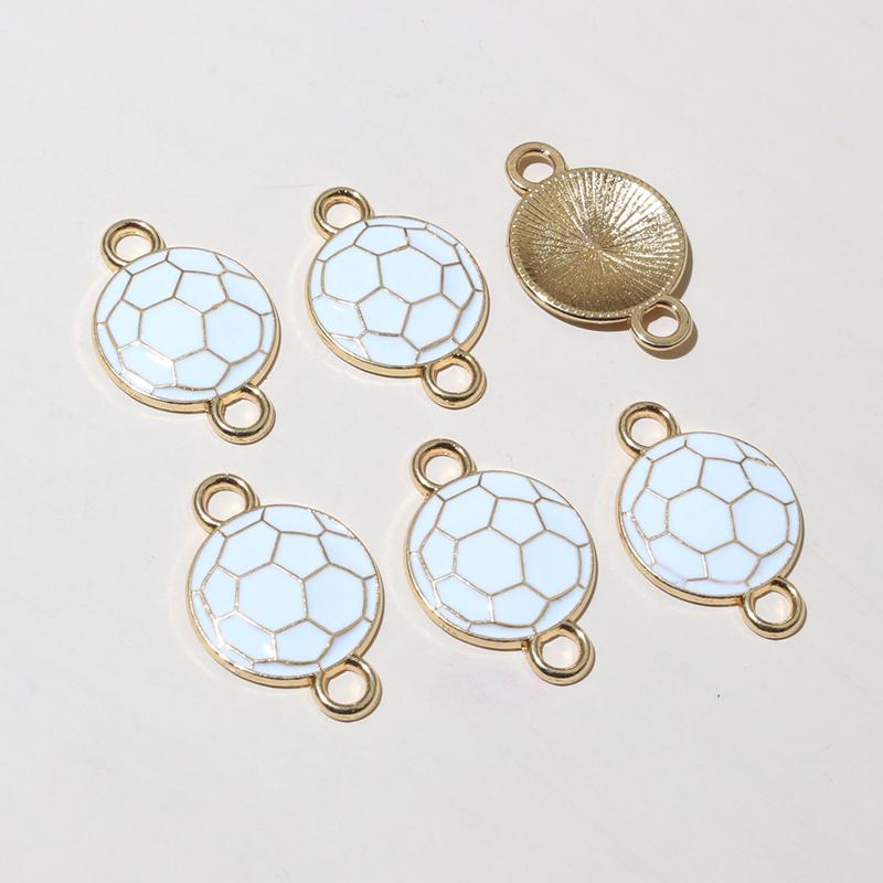 20pcs Football Charms Connector Double Loops Enamel  Pendant  for Bracelet Necklace Earrings DIY Jewelry Making Accessories
