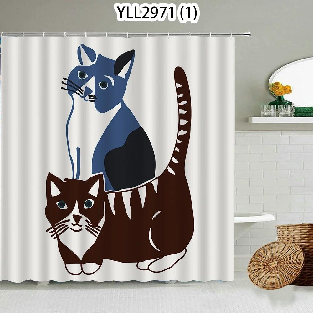 

Cat Rabbit Animal Print Floral Home Decor Shower Curtain Waterproof Polyester cortina de la ducha 90X180cm