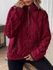 Damenmode Fuzzy Sweatshirt, Unifarbe, mit Reverskragen und Reißverschlussdetail, für Ganzjahreskomfort Pullover