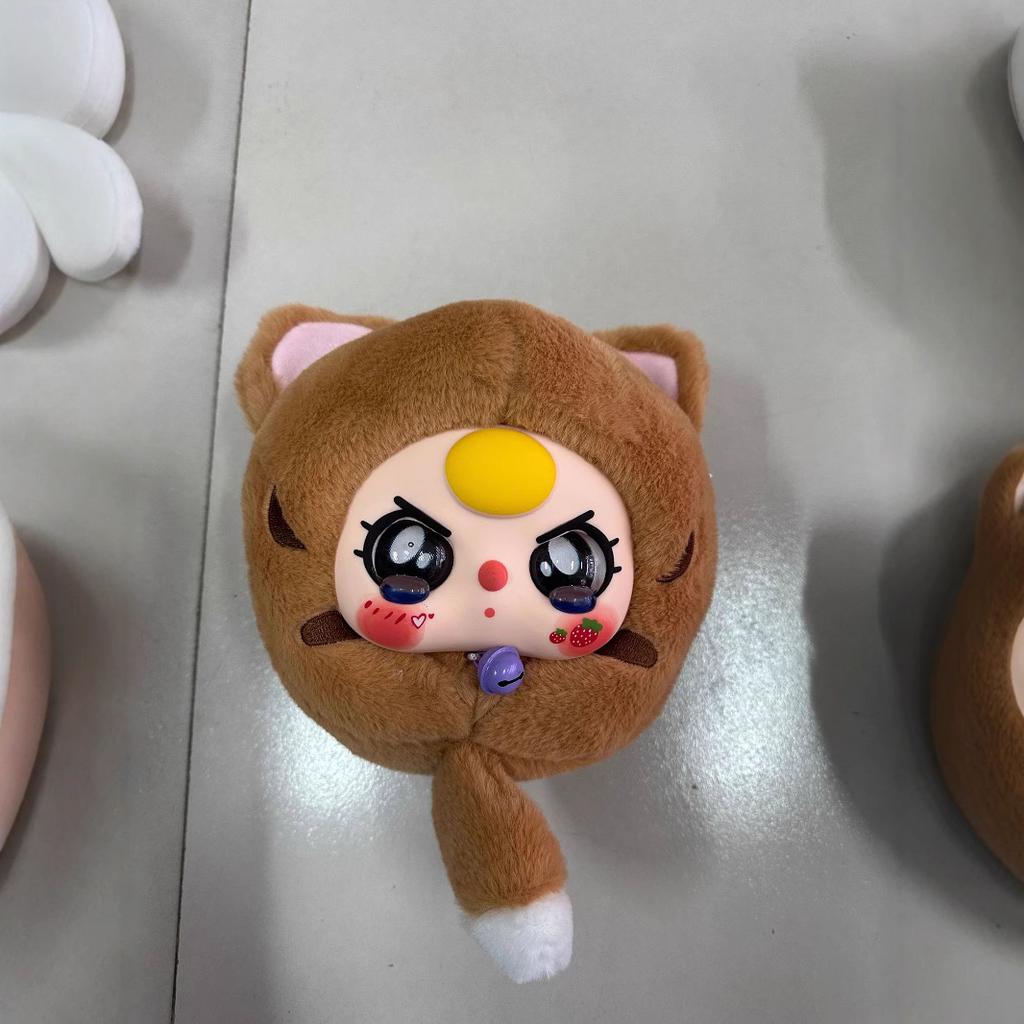 Super Cute Lucky Cat Plush Cute Doll Big Head Doll Bell Bag Soft Sister Messenger Chain Baby Three-year-old Lucky Cat