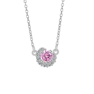 Original Twilight Necklace Women's Fashion Light Luxury Korean Edition Pink Zirconium Stainless Steel Clavicle Chain Temperament Commuter Jewelry