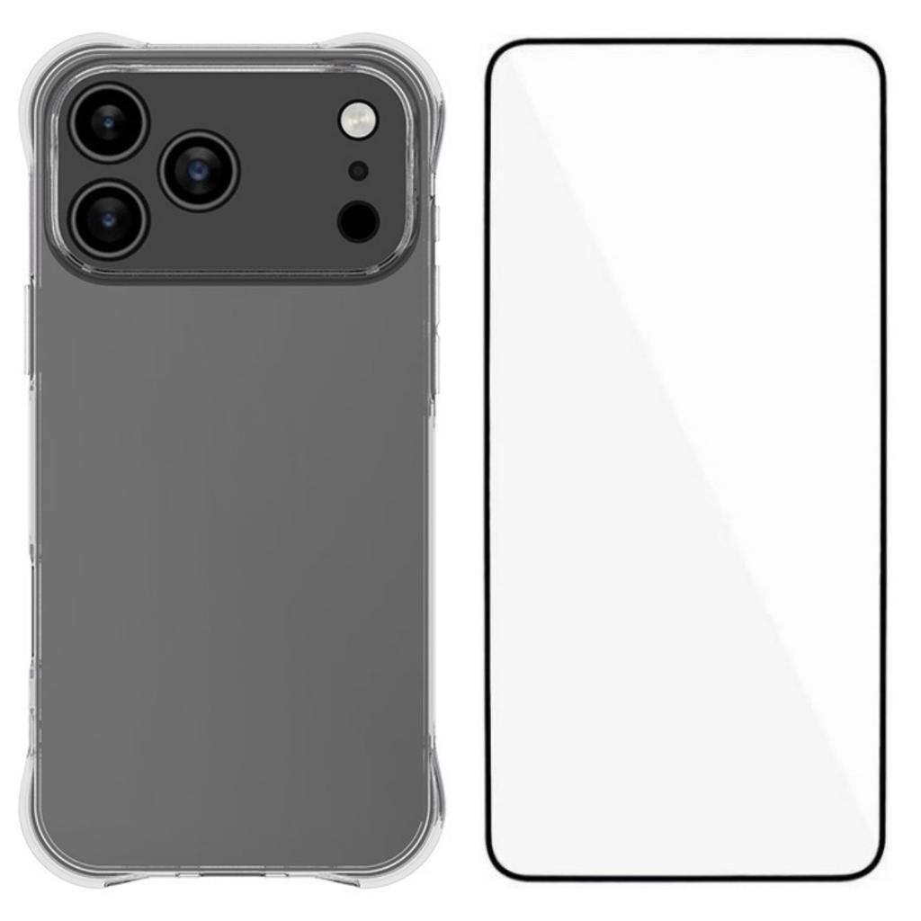 For iPhone 17 Pro Max Case WANLONFENG WL Series 2.0mm TPU Phone Cover with Tempered Glass Film