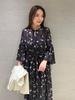 Selford Bowtie Flower Print Dress CWFO251063 Black Women's