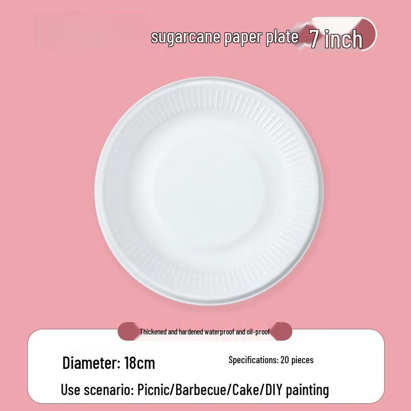 Fivejoy 7-Inch White Disposable Paper Plates for Kids DIY & Cake (20 Count)