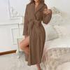 Women's -Color Long-Sleeve /Winter Warm Bathrobe Plush Homewear Robe Homewear Set
