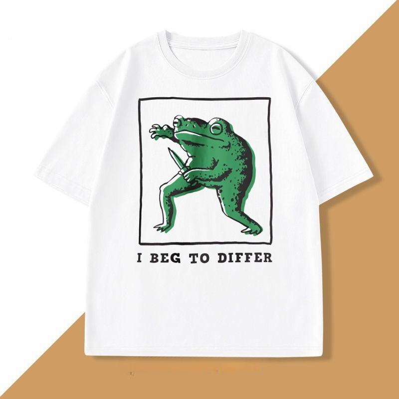 I Beg To Differ T Shirt Unisex Women Loose Frog Printed Tshirt Casual Cotton Short Sleeve Harajuku Tshirt Unisex Oversized Clothes