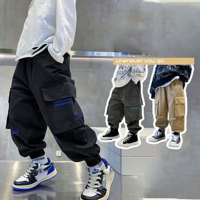 Spodnie cargo dla chłopców, wiosna, jesień, duże dzieci, spodnie sportowe, spodnie do biegania dla nastolatków, moda dziecięca, odzież uliczna, luźne spodnie